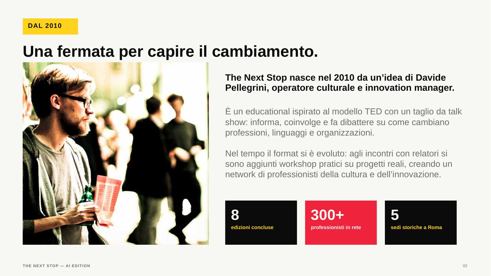 Slide 2 — Da dove nasce The Next Stop